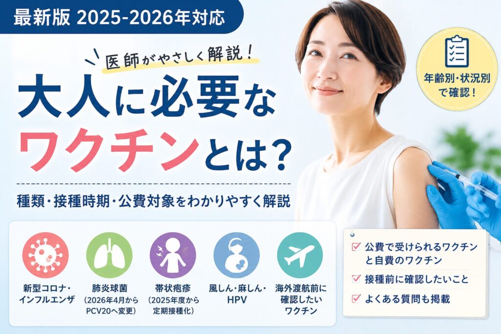大人の予防接種ガイド｜成人に必要なワクチン一覧と接種時期【2026年版】 - からだとくらしの診療室